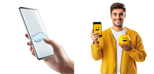 Set of A professional image of a PanzerGlass screen protector transparent png background. Ai generated