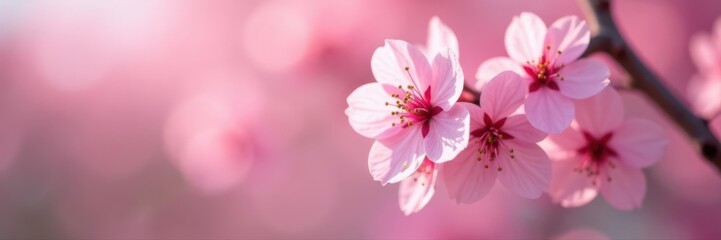 Obraz premium Delicate pink cherry blossoms in full bloom, springtime macro shot , beautiful, season