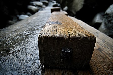 Close-up of weathered wooden beams