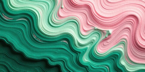 Fototapeta premium Close-up textured acrylic paint, swirling green pink hues , paint, wallpaper, color