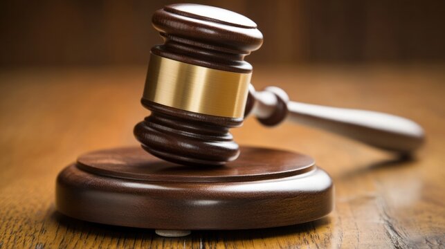 Wooden gavel on stand