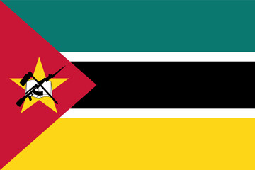 Mozambique waving flag pattern background. Realistic national flag design. Abstract vector template