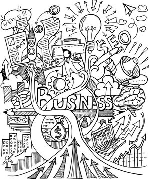 Hand Drawn Business background,Doodles vector illustration.