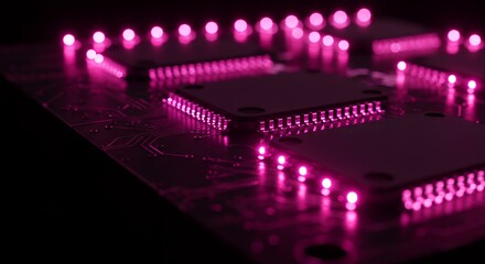 Circuit Board with Pink Lights