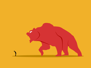 Bear market, Investors stand and watch the giant bear