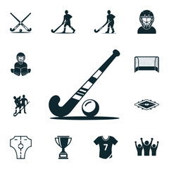 Field Hockey Vector Icons.