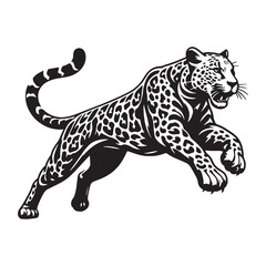 Dynamic running leopard silhouette vector for premium design use – leopard silhouette – leopard vector – leopard illustration – silhouette of leopard

