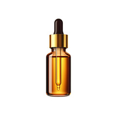 Naklejka premium Amber Glass Dropper Bottle with Gold Cap, Essential Oil, Serum, Cosmetic Packaging