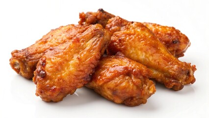 Close-up of crispy, golden-brown chicken wings.