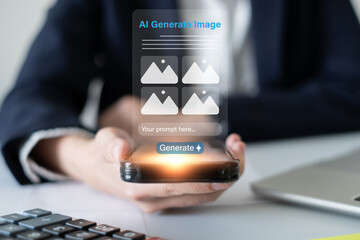 Artificial intelligence image graphic generate software digital technology prompt tool design...