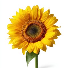 Obraz premium Vibrant Yellow Sunflower Blooming Isolated on White Background Perfect for Summer Designs and Floral Themes