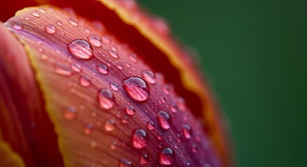 Tulip Petal with Water Drop Close-up Macro