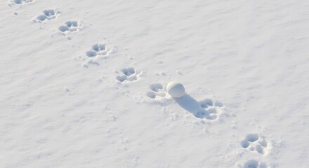 Animal Track on White Snow