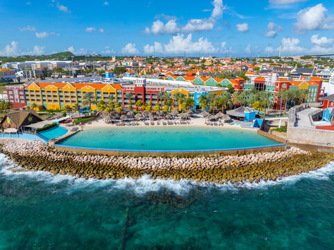 Renaissance Wild Creek Resort aerial view at Rif Fort in Otrobanda, city of Willemstad, Curacao. Historic Willemstad is a UNESCO World Heritage Site.