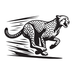 Bold sprinting cheetah silhouette vector designed for dynamic artwork – cheetah silhouette – cheetah vector – cheetah illustration – silhouette of cheetah   © Naseem