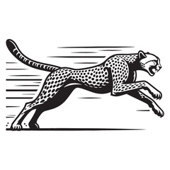 Sharp sprinting cheetah silhouette vector for high-impact visuals – cheetah silhouette – cheetah vector – cheetah illustration – silhouette of cheetah

