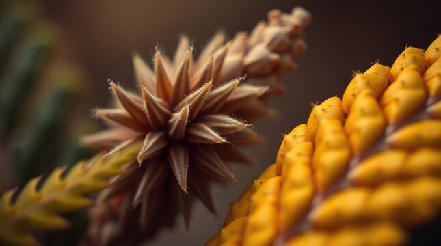Golden and Brown Botanical Close-up: A Warm, Textured Study