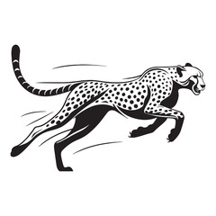 Precision sprinting cheetah silhouette vector for sleek graphic needs – cheetah silhouette – cheetah vector – cheetah illustration – silhouette of cheetah

