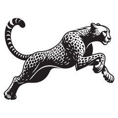 Minimalist sprinting cheetah silhouette vector designed for clarity – cheetah silhouette – cheetah vector – cheetah illustration – silhouette of cheetah

