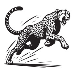 Sleek sprinting cheetah silhouette vector crafted for clean visuals – cheetah silhouette – cheetah vector – cheetah illustration – silhouette of cheetah

