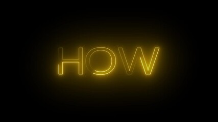 neon wow text animated on black background. wow neon sign animation - Powered by Adobe
