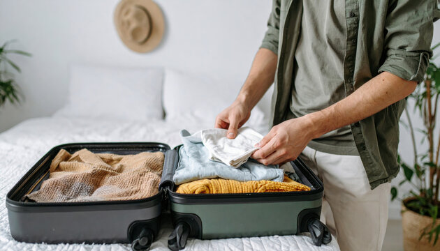 Packing Essentials for Travel Adventure with Open Suitcase - Powered by Adobe
