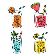 vector set of summer drinks