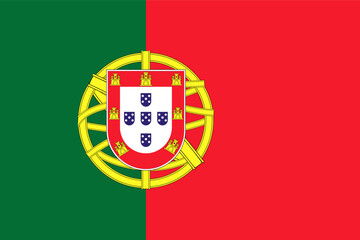 Obraz premium Portugal flag, official colors and proportion correctly. National Portugal flag. Vector illustration
