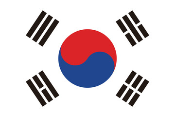 An illustration of the Taegeukgi, the national flag of the Republic of Korea.