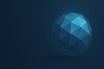 Illuminated Geodesic Sphere Creating a Futuristic Atmosphere in a Deep Blue Setting, Ideal for Technology Backgrounds