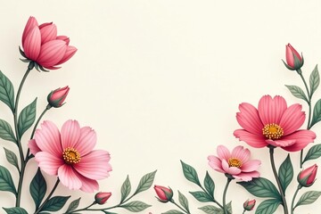 Fototapeta premium Delicate, small-scale floral print on light background, pink, texture