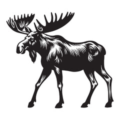 Stylized moose silhouette vector crafted for unique creative formats – moose silhouette – moose vector – moose illustration – silhouette of moose

