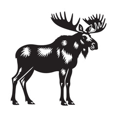 Sharp-edged moose silhouette vector crafted for sleek design – moose silhouette – moose vector – moose illustration – silhouette of moose

