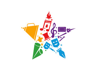  Colorful Star of Arts icon Representing Music, Drama, and Creativity