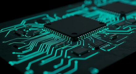 Circuit Board with Glowing Traces