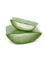 Aloe pieces on white background
