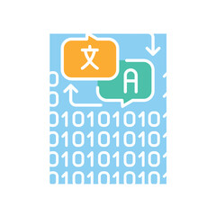 code translation black line icon for digital and print projects.
