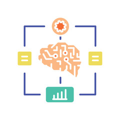 Algorithm optimization color flat icon for digital and print projects.