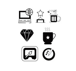  Set of Creative Digital and Artistic Icons in Black and White
