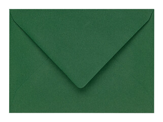Top view of open back from rectangle dark green envelope. Isolated on a white background.