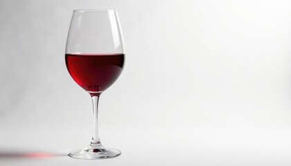 Rich red wine in elegant glass, pure white backdrop, glass, texture, alcohol