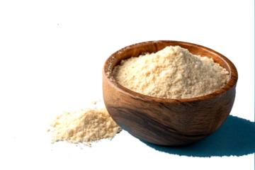 A healthy white bowl features organic brown rice, oat porridge, and other natural cereal grains, an isolated closeup showcasing a nutritious meal ingredient for breakfast or diet.