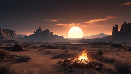 Desert dusk glows with firelight ideal for quiet moments, storytelling, and reconnecting with nature’s rhythm.