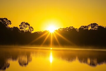 Obraz premium Golden Sunrise over Still Water