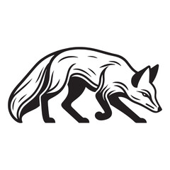 Sneaking fox silhouette vector designed with streamlined body and precise corners – fox silhouette – fox vector – fox illustration – silhouette of fox

