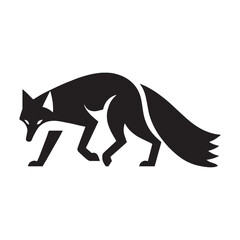 Sneaking fox silhouette vector featuring balanced ears and tapered limbs – fox silhouette – fox vector – fox illustration – silhouette of fox

