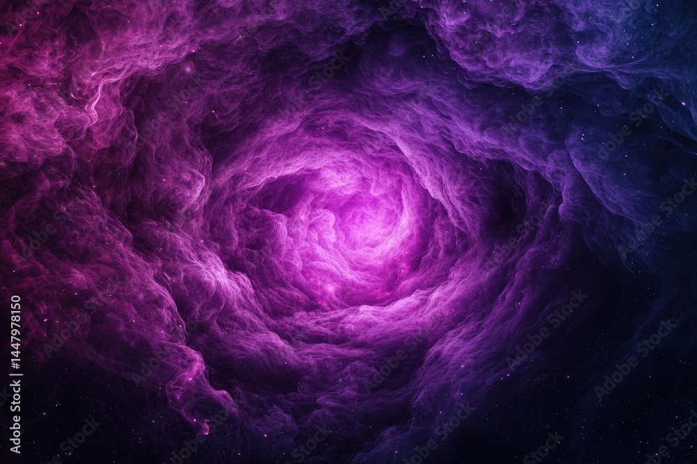 Poster luminous violet smoke swirling in dark cosmic space creating ethereal vibes
