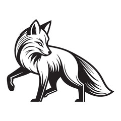 Sneaking fox silhouette vector developed with compact figure and defined tail shape – fox silhouette – fox vector – fox illustration – silhouette of fox

