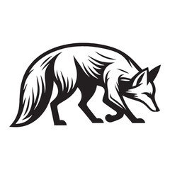 Sneaking fox silhouette vector designed with sleek contour and balanced form – fox silhouette – fox vector – fox illustration – silhouette of fox

