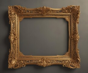 Ornate gold vintage frame, delicate filigree border,  gold leaf,  border design